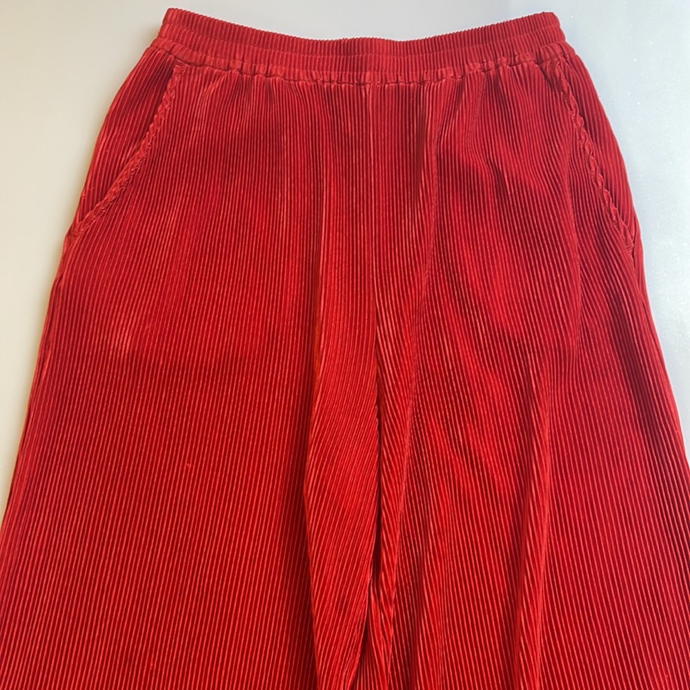 Other Stories Paris Atelier Women Red Ribbed Wide Leg Pants View 2